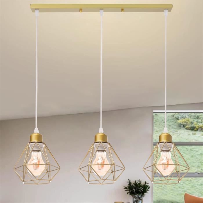 U-Do Lustre Suspension Rétro Industriel - Lampe Longue Pôle - 3 Têtes Lustre en Métal Doré - E27 Douille (Ampoule non Inclus) U-Do Lustre Suspension Rétro Industriel - Lampe Longue Pôle - 3 Têtes Lustre en Métal Doré - E27 Douille (Ampoule non Inclus)