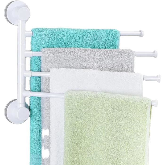 Porte-serviettes pivotant mural à 4 bras, porte-serviettes pliable, sèche- serviettes rotatif à 180 ° pour cuisine de salle de bain