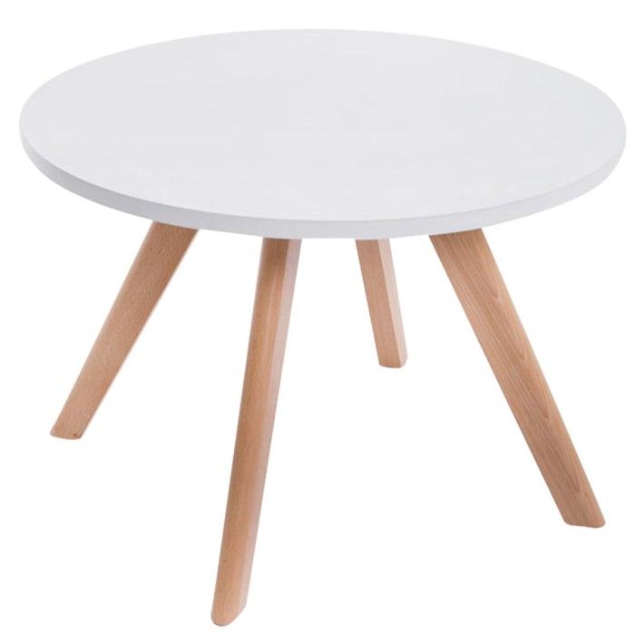 table basse table d'appoint ronde 4 pieds en bois clair hauteur 45