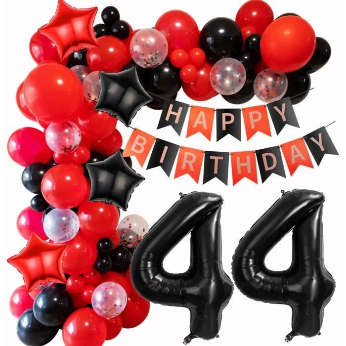 44Pcs Décoration Anniversaire Noir Or Kit Happy Birthday Banderole  Guirlande Suspendus Tourbillons et Ballons - Cdiscount Maison