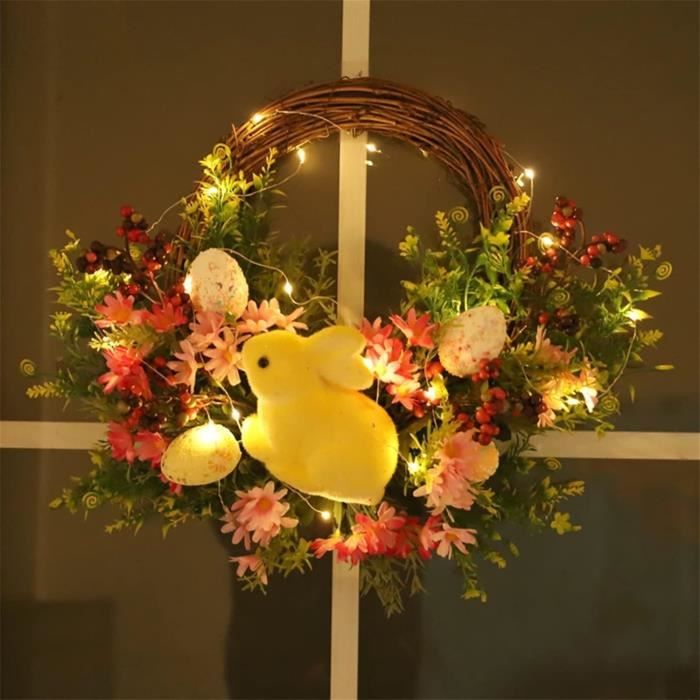 Couronne De Citron Artificielle De 17,7 Pouces Pour Porte D'entrée, Couronne D'eucalyptus Avec Pomme, Citron, Fausses Fleurs, Baies Et Feuilles