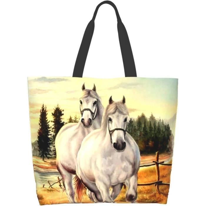 Sac Bandouli re Cheval Blanc Motif Animal Art Sac Fourre Tout