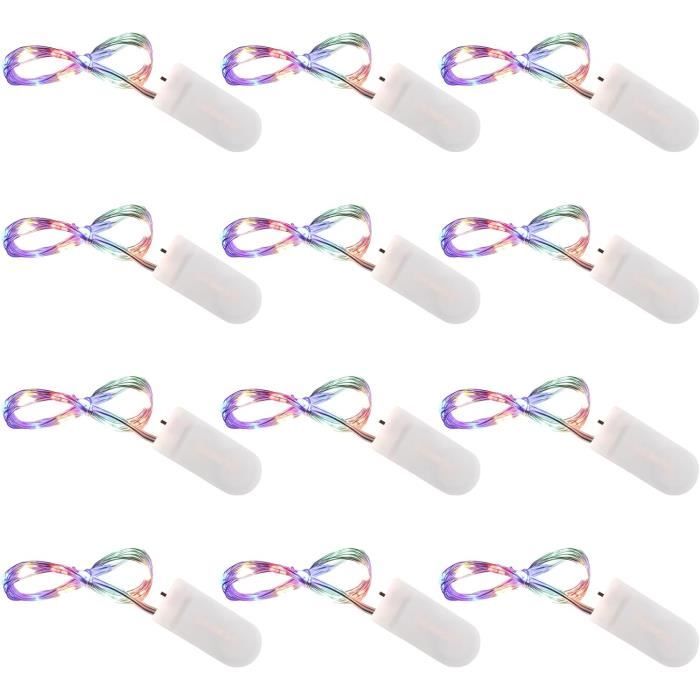 Dufuso Lot De 12 Guirlandes LED à Piles - 2m, 20 LEDs, étanches (IP65) - Idéal Fêtes & Décoration