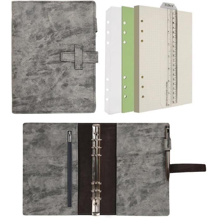 Skycase Classeur A5 En Cuir à 6 Anneaux – Carnet Rechargeable Avec Recharges A5 Intercalaires Poches Et 833779