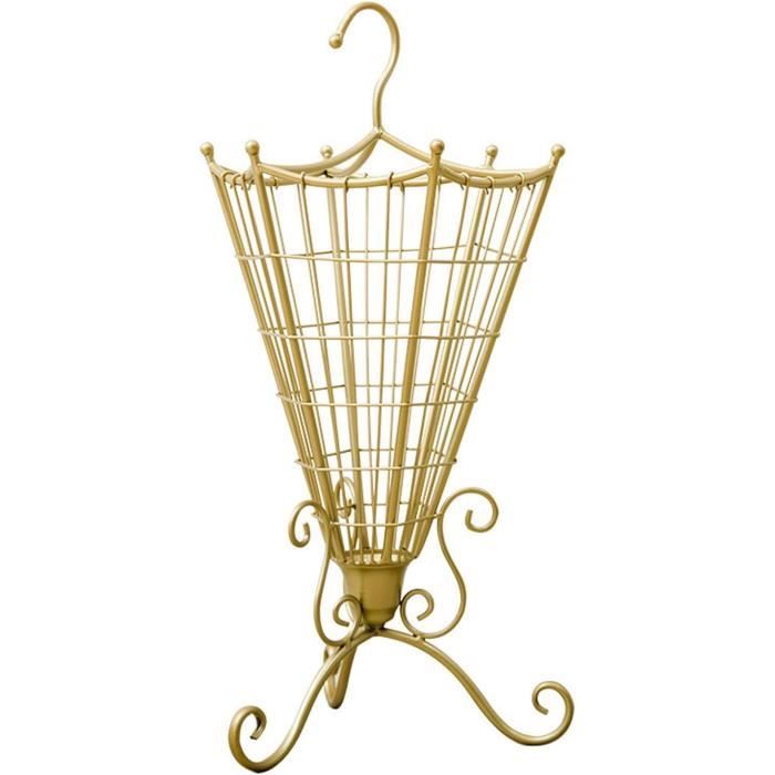 Porte-Parapluies Design Doré – Support Métal Avec Bac Égouttoir – Dimensions 32x28,5x62 Cm – Pour Entrée, Couloir