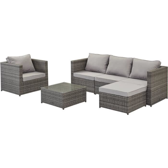 Salon De Jardin En Resine Tressee Ibiza Premium Florida Gris