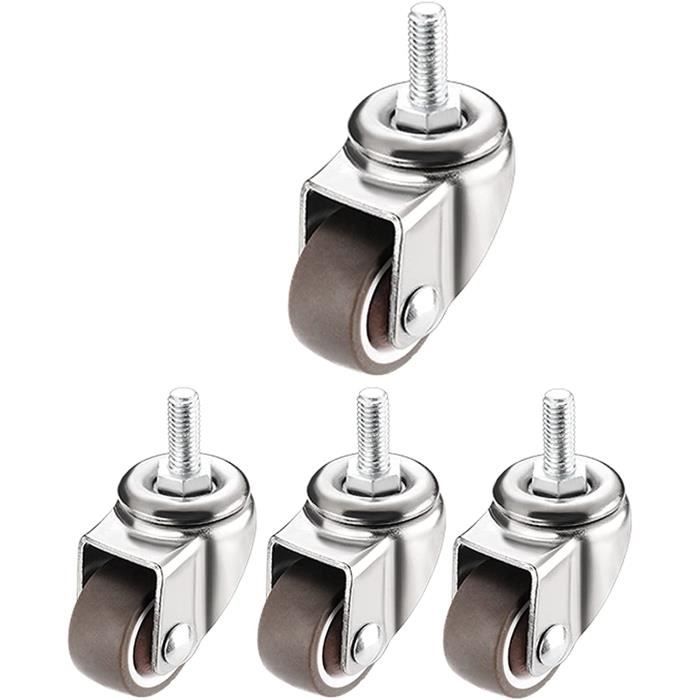 Roulettes Podoy 1-5/8 Pouces Avec Douille Tige - 4 Pièces, Marron, Caoutchouc, Neuf