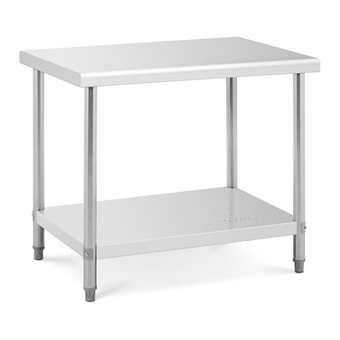 Table de travail Plan de travail Inox Capacité de charge par étagères 25kg 100x70x85cm Pieds ajustables Royal Catering RCAT-100/70
