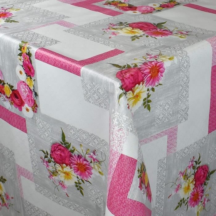 KEVKUS Nappe En Toile Cirée K120A - Motif Fleurs D'hortensia - Blanc - Rectangulaire - Ovale - Bord Coupé (sans Bordure) - 140 X 300 Cm - Ovale