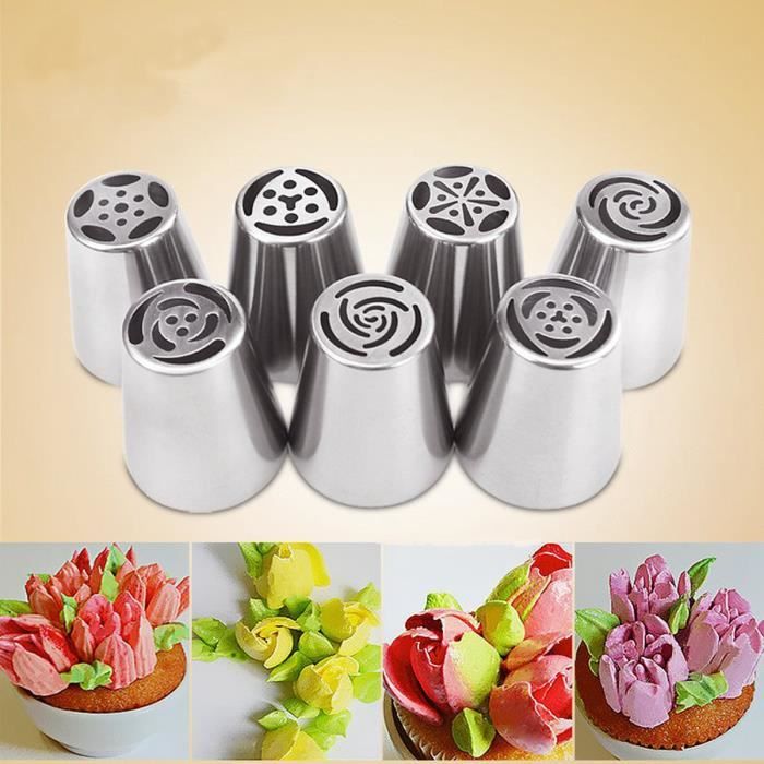 7pcs Inox Douilles Patisserie Fleur Gateau Decor Embout Nozzle Buse Cuisine Cdiscount Maison