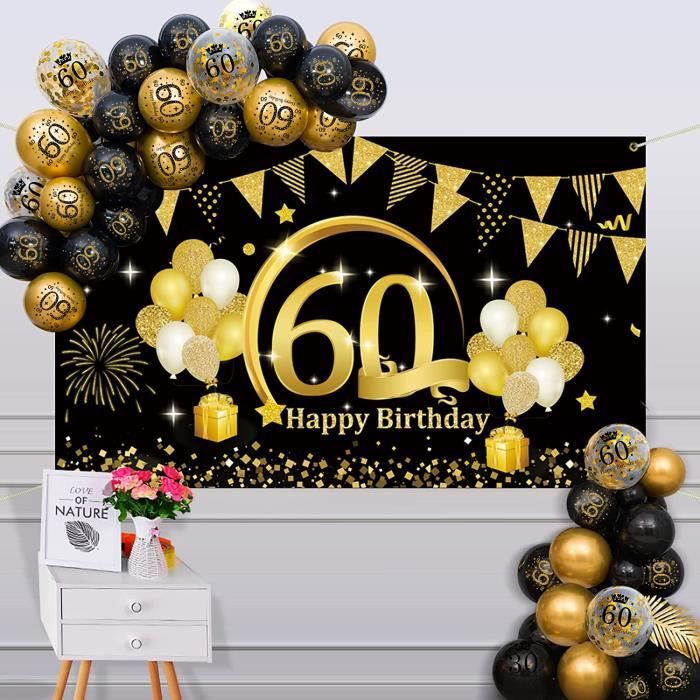 60 Ans Decoration De Fete Anniversaire Noir Et Or 60 Ans Anniversaire Homme Femme Ballon Or Noir 60 Ans Affiche Toile De Fo 114 Cdiscount Maison