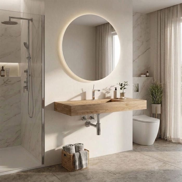 100CM HPL LAVABO DE SALLE DE BAIN CHÊNE MIEL EFFET BOIS