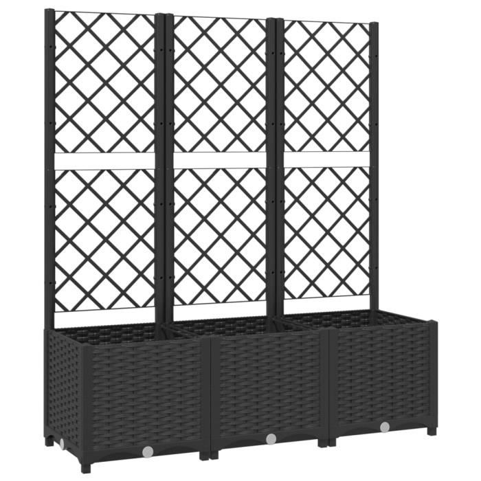 848Fr* Noir MODE BAC A FLEUR plante - Jardinière avec treillis Noir 120x40x136cm PP