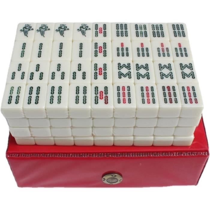 Jeu De Mahjong Amusant Chinese Mahjong Jeu Set Mini Boîte De Fer Voyage Mahjongg, Y Compris 144