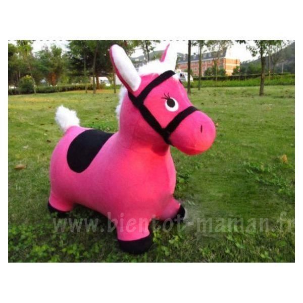 Animal Sauteur Gonflable Cheval Rose Noir Cdiscount Puericulture Eveil Bebe