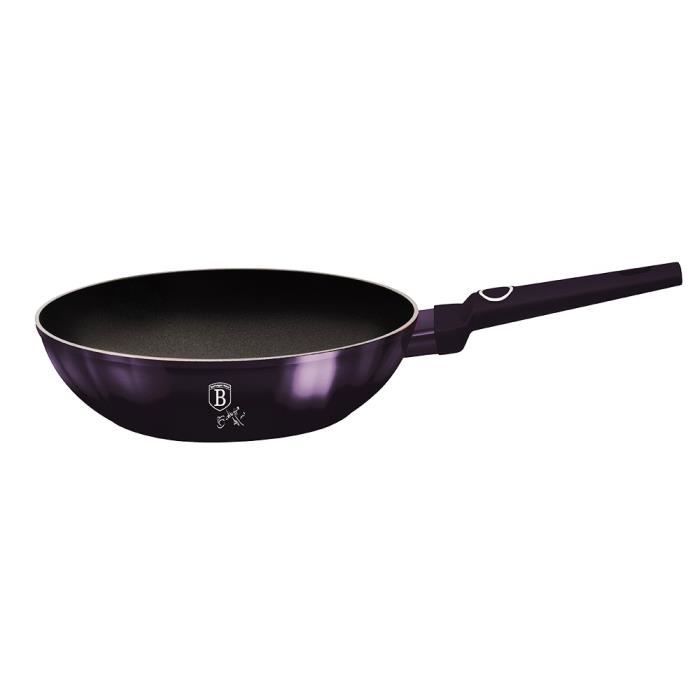 berlingerhaus poêle wok avec surface en titane 28 cm collection purple eclipse bh-6633