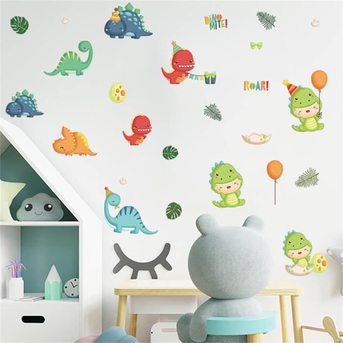 Stickers Muraux Dinosaures Mignons - Décorations Enfants Pour Chambre, école, Salon
