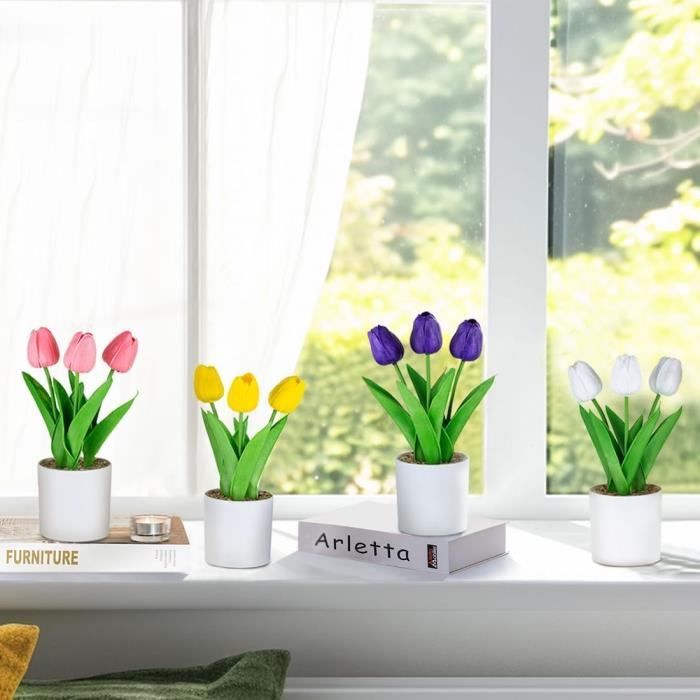 Fleurs Artificielles Tulipe En Pot 4 Pi ces Fleur Artificielle Mini fleurs-artificielles-tulipe-en-pot-4-pi-ces-fleur-artificielle-mini