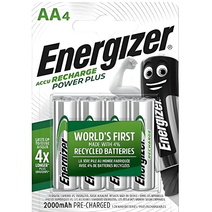Piles AA rechargeables Energizer Recharge Power Plus, pack de 4