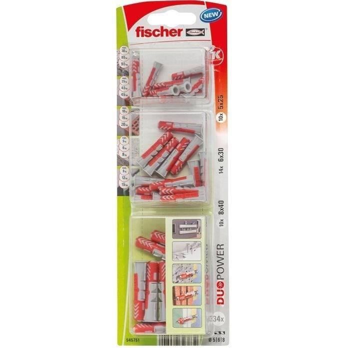 FISCHER - Cheville duopower assorties.5x25/6x30/8x40 blister de 34