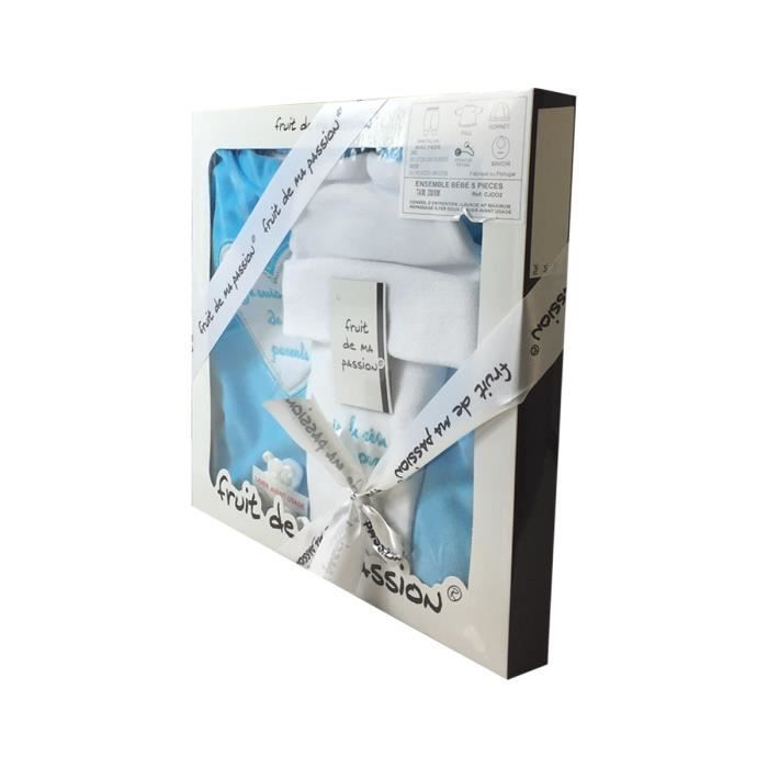 Coffret Ensemble Bebe 5 Pieces 3 A 6 Mois Blanc Et Turquoise Je Suis Le Reve De Mes Parents Achat Vente Coffret Cadeau Textile Cdiscount