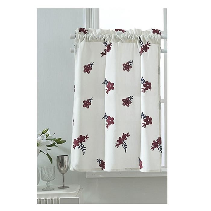 Rideau HONGBI Court Fleuri Brodé - 130*41cm - Blanc - Cdiscount Maison