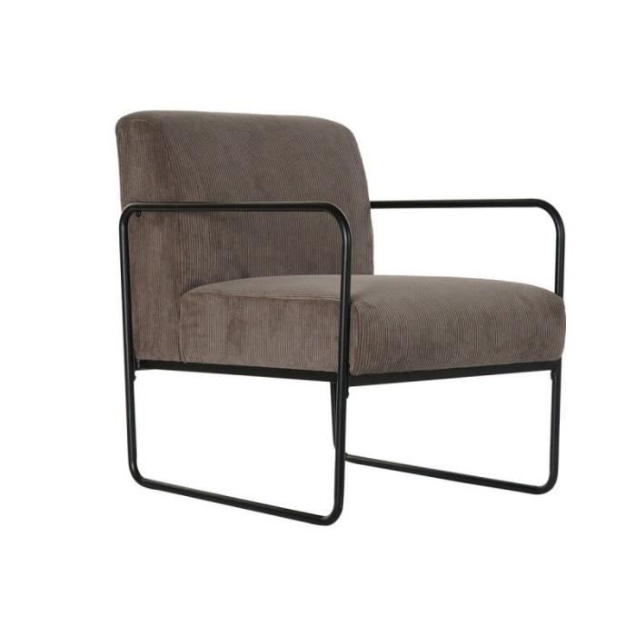 fauteuil thyann noir marron polyester fer (64 x 74 x 79 cm)