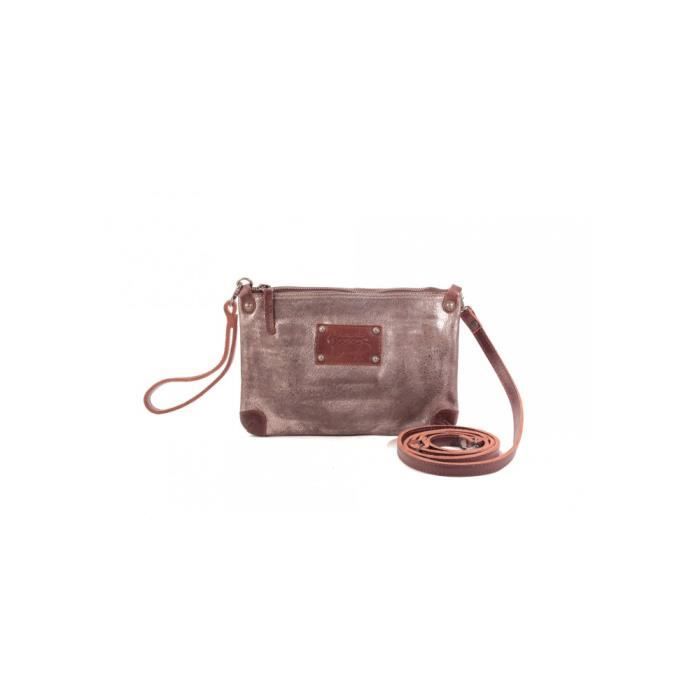 Sac Bandouli?�re - LE TEMPS DES CERISES - SANA 4 - Cuir 100% - Gris - Amovible et r?�glable Gris 