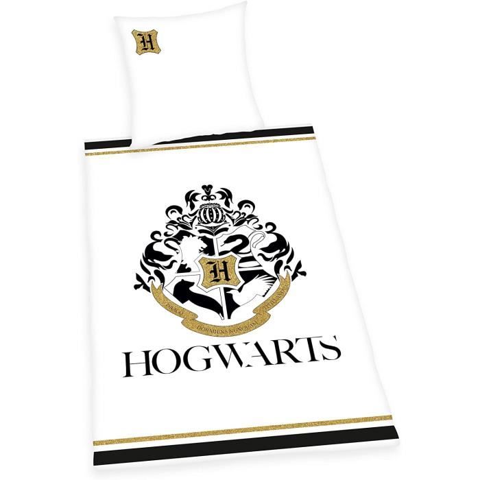 Parure De Lit Réversible Harry Potter Hogwarts - Housse De Couette 140x200 Cm + Taie 63x63 Cm