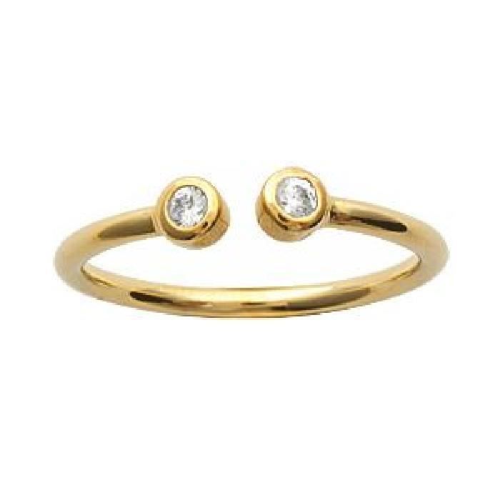 Bague Fiançailles Anneau Solitaire 10 mm Oxyde de Zirconium Plaqué Or 750