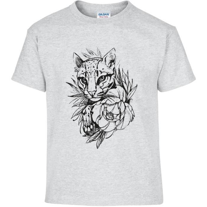 Kreamode T Shirt Homme Tattoo Lionceau Tatouage Animaux Graphique Design Lion Zodiac T Shirt Manches Courtes Col Rond Gris Cdiscount Pret A Porter