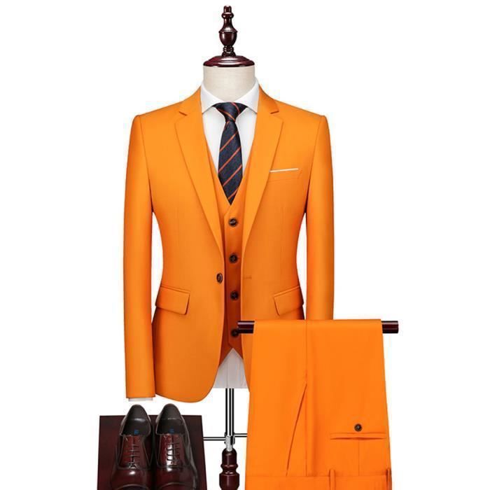Costume Hommes - XHN47N - Slim Fit - Fête Soirée Mariage - Orange Orange - Prêt-à-Porter