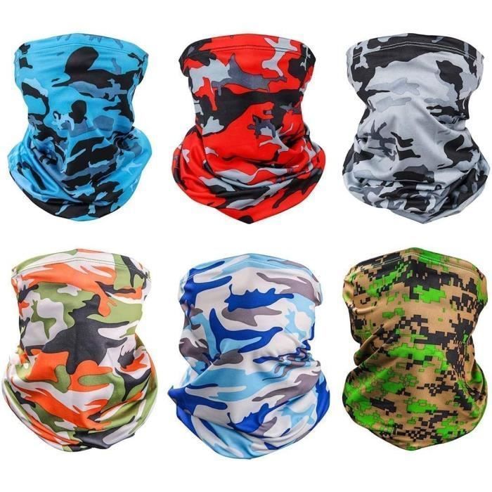 6pcs Tour de Cou Bandana Multifonctions Bandeau Couvre-Chef Sport
