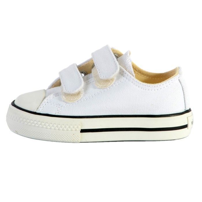 Victoria Victoria Basket enfant blanche à scratch - basse textile semelle caoutchouc antidérapante