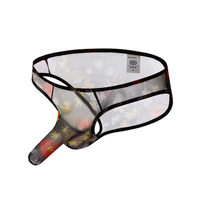 Boxer Transparent Homme Sexy String Caleçon Transparent Dentelle Floral Underwear Élastique Confortable Et Respirant Ultra-Doux Et Agréable