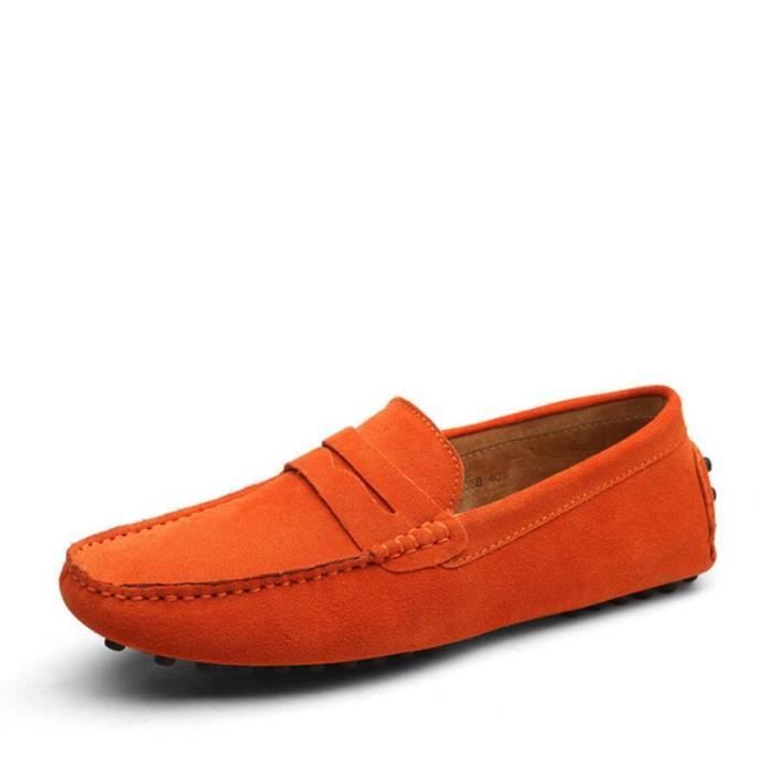 Mocassins orange en daim-nubuck pour homme Chaussure Homme WJ05210922S01