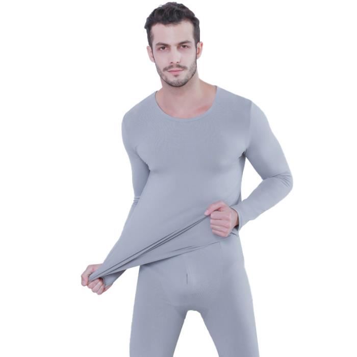 Ensemble sous-vêtement thermique fin pour homme, maillot de corps