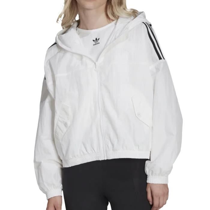 Coupe-vent Adidas Windbreaker Blanc/Noir pour Femme - Manches longues - Fitness