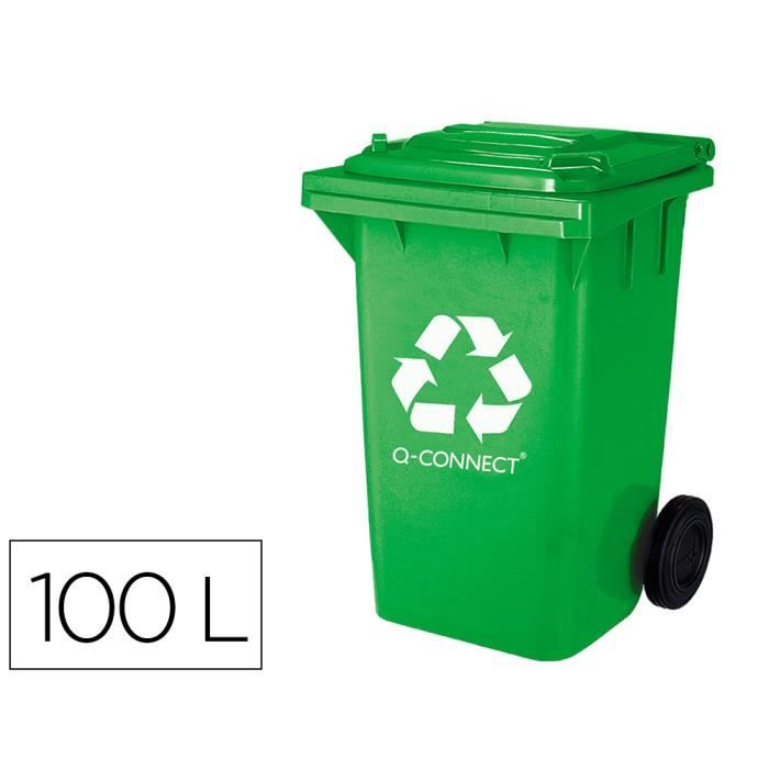 Q-Connect poubelle conteneur en plastique avec couvercle 100l