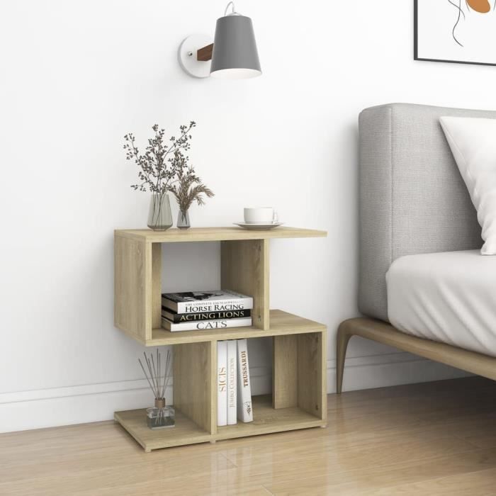 Table De Chevet Murale Chêne Fumé 50x30x47 Cm - SALUTUYA - BD22770