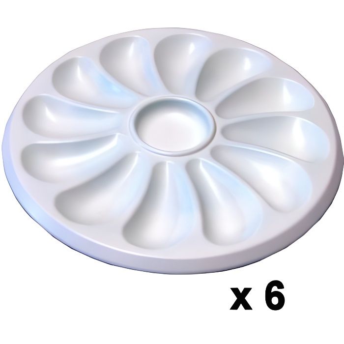 Assiette à Huîtres 12 Compartiments + Citron - Fabrication Française, Polypropylène, Ø30.5 Cm - 10