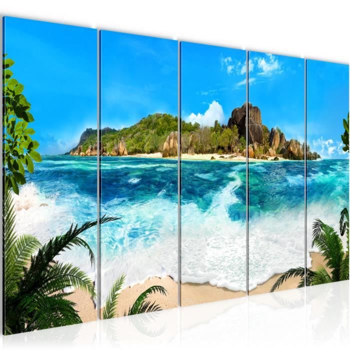 Tableau Sur Toile 200x100cm – Motif Palmier Plage – Visario – Prêt à Accrocher