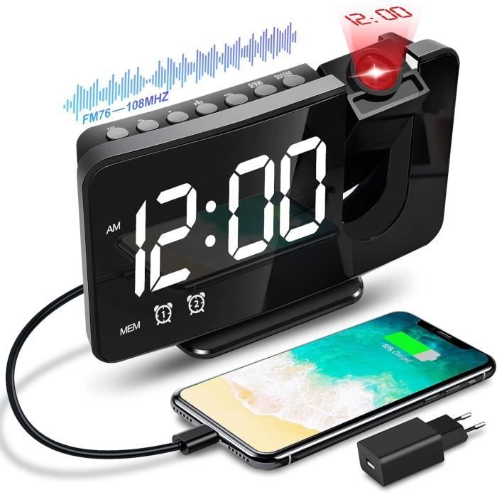 OWill Réveil LED Numérique Design – 10 Couleurs & 4 Niveaux Luminosité, Triple Alarme, Affichage Date, Charge USB – Idéal Enfant & Étudiant