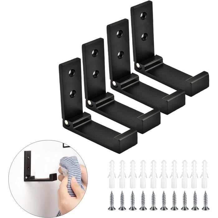 Crochet Mural Pliable En Alliage D'aluminium Support De Manteau Pliant Avec Vis Pateres Pliables Pour Bureau Chambre Cuisine Salle 10 Kg 4 Pieces 95420026