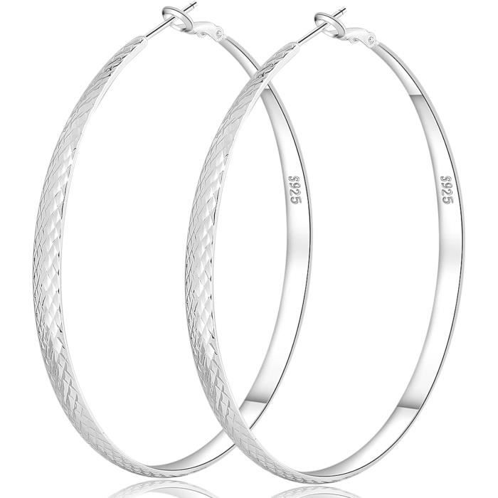 Grandes Boucles D'oreilles En Argent Pour Femme - Neuf Avec étiquettes - Fabriqué En France