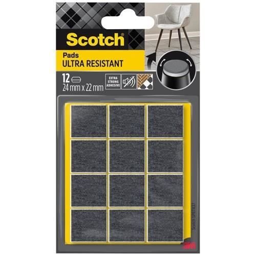 SCOTCH Patin glisseur Adhésif Feutre bimatière Ultra résistant 24 x 22 mm Lot de 12