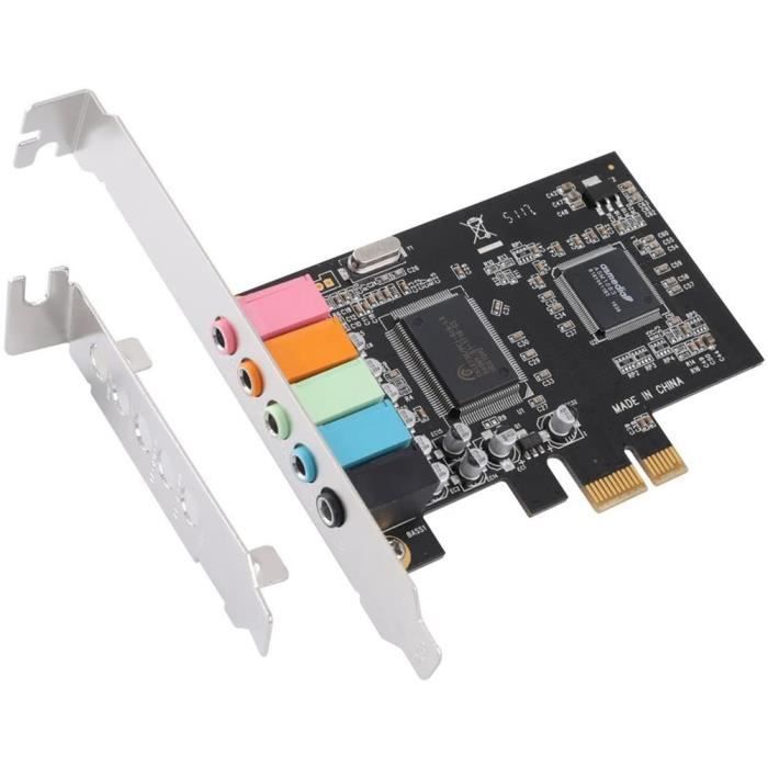Carte Son PCIe 5.1, Carte Surround PCI Express Audio StéRéO 3D avec Haute Performance Sonore Carte Son PC Puce CMI8738
