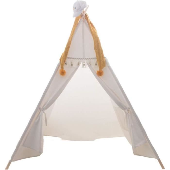 Tente Enfant Avec Tapis – Maison De Jeu Intérieur/Extérieur Beige, Fenêtre, Pour 3-6 Ans