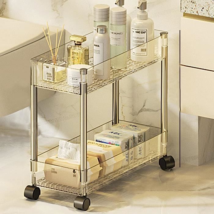 Chariot Roulant à 4 Niveaux, Chariot Utilitaire Mobile Avec Paniers En Filet Rangement Polyvalent Facile A Assembler Chariot De Service Pour La Maison Le Bureau La Cuisine La Salle De Bain