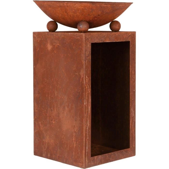 Cheminée De Jardin En Métal Aspect Bouteille De Gaz Rouillé – Diam. 28 Cm, Hauteur 107 Cm – Pour Terrasse, Ambiance